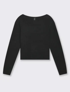 Piazza Italia Maglia scollo a barca con lavorazione a costine - Nero Sale