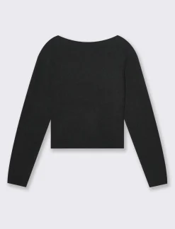 Piazza Italia Maglia scollo a barca con lavorazione a costine - Nero Sale