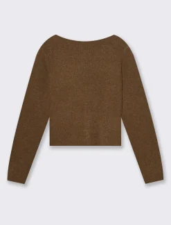 Piazza Italia Maglia scollo a barca con lavorazione a costine - tabacco Marrone Clearance