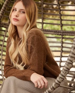 Piazza Italia Maglia scollo a barca con lavorazione a costine - tabacco Marrone Clearance