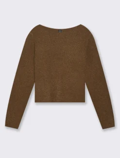 Piazza Italia Maglia scollo a barca con lavorazione a costine - tabacco Marrone Clearance