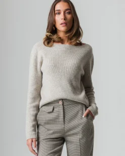 Piazza Italia Maglia scollo a barca con lavorazione a costine - melange Beige Outlet