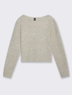 Piazza Italia Maglia scollo a barca con lavorazione a costine - melange Beige Outlet