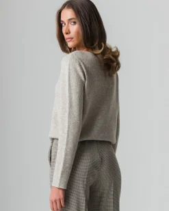 Piazza Italia Maglia scollo a barca con lavorazione a costine - melange Beige Outlet