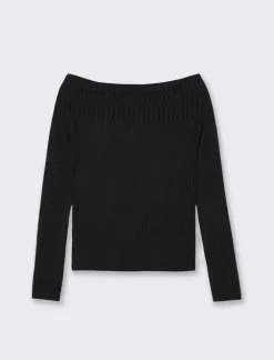 Piazza Italia Maglia scollo a barca in costina - Nero Online