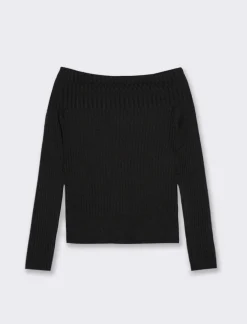 Piazza Italia Maglia scollo a barca in costina - Nero Online