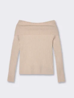 Piazza Italia Maglia scollo a barca in costina - Beige Cheap