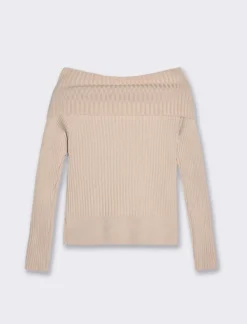 Piazza Italia Maglia scollo a barca in costina - Beige Cheap