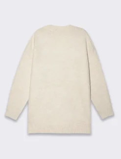 Piazza Italia Maglia scollo a v con maniche lunghe e vestibiilità confort - Avorio Outlet