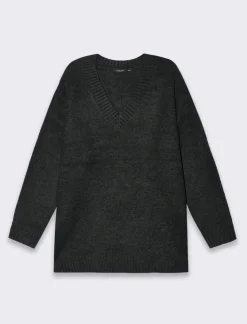 Piazza Italia Maglia scollo a v con maniche lunghe e vestibiilità confort - Antracite melange Shop