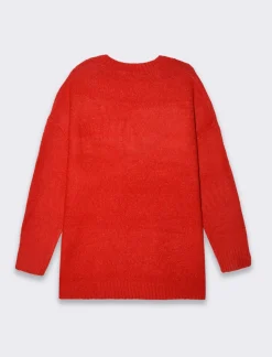 Piazza Italia Maglia scollo a v con maniche lunghe e vestibiilità confort - Rosso Discount