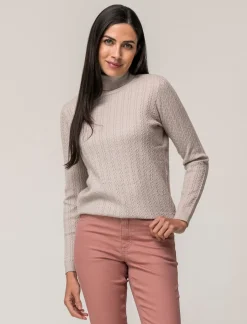Piazza Italia Maglia slim in morbido filato collo lato e lavorazione trecce - Sabbia Beige Fashion