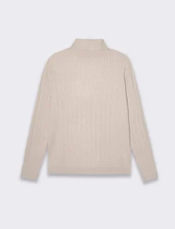 Piazza Italia Maglia slim in morbido filato collo lato e lavorazione trecce - Sabbia Beige Fashion