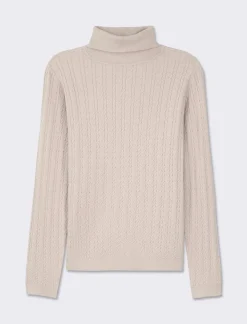 Piazza Italia Maglia slim in morbido filato collo lato e lavorazione trecce - Sabbia Beige Fashion