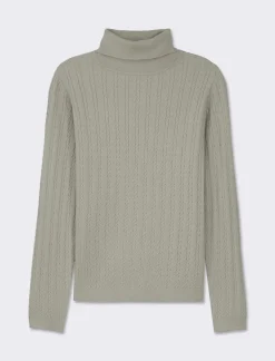 Piazza Italia Maglia slim in morbido filato collo lato e lavorazione trecce - Verdino Verde Discount