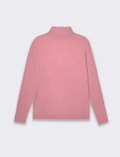 Piazza Italia Maglia slim in morbido filato collo lato e lavorazione trecce - cipolla Rosa Best Sale