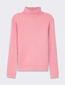 Piazza Italia Maglia slim in morbido filato collo lato e lavorazione trecce - cipolla Rosa Best Sale