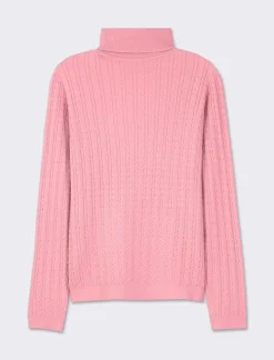 Piazza Italia Maglia slim in morbido filato collo lato e lavorazione trecce - cipolla Rosa Best Sale