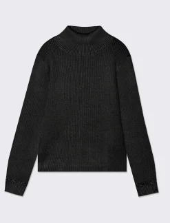 Piazza Italia Maglieria con collo alto e dettaglio in fibra metallica - Nero Shop