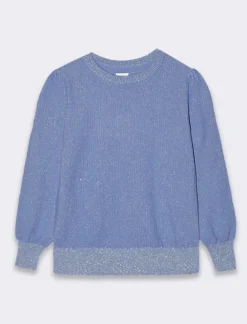 Piazza Italia Maglieria con filato metallico e rib al fondo - Azzurro Shop