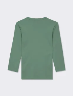 Piazza Italia Maglietta basic girocollo manica lunga in cotone a costina - foresta Verde Fashion