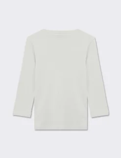 Piazza Italia Maglietta basic scollo a V manica lunga in cotone a costina - latte Bianco New