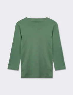 Piazza Italia Maglietta basic scollo a V manica lunga in cotone a costina - foresta Verde New