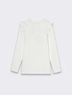 Piazza Italia Maglietta con stampa e rouches alle maniche - panna Bianco Hot