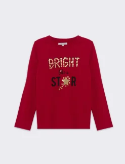 Piazza Italia Maglietta girocollo con stampa colorata e lucida - Rosso Clearance