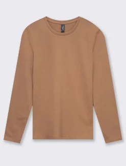 Piazza Italia Maglietta girocollo manica lunga in jersey - tabacco Marrone Outlet