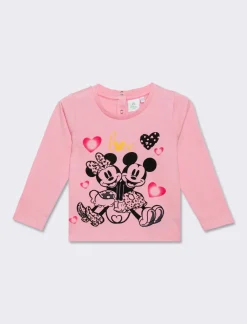 Piazza Italia Maglietta girocollo manica lunga, in cotone, con stampa Minnie. disponibile in 2 varianti colore  - Rosa Flash Sale