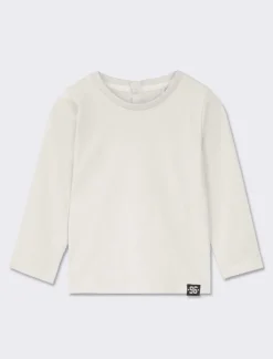 Piazza Italia Maglietta girocollo manica lunga in cotone, tinta unita con etichetta tessita al fondo - sporco Bianco Outlet