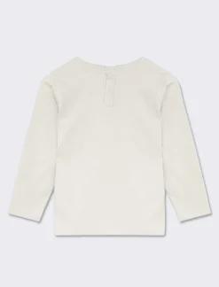 Piazza Italia Maglietta girocollo manica lunga in cotone, tinta unita con etichetta tessita al fondo - sporco Bianco Outlet