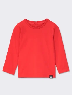 Piazza Italia Maglietta girocollo manica lunga in cotone, tinta unita con etichetta tessita al fondo - Rosso Flash Sale