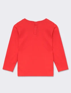 Piazza Italia Maglietta girocollo manica lunga in cotone, tinta unita con etichetta tessita al fondo - Rosso Flash Sale