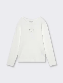 Piazza Italia Maglietta in cotone elastico e patch con borchie - sporco Bianco New