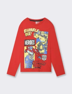 Piazza Italia Maglietta in jersey con stampe transformers in tre colori - Rosso Store