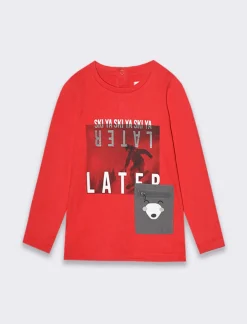 Piazza Italia Maglietta manica lunga e girocollo con stampa fotografica - Rosso Flash Sale