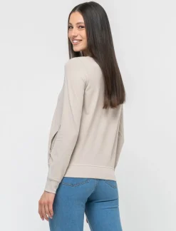 Piazza Italia Maglietta manica lunga in tessuto morbido elasticizzato - Sabbia Beige Hot