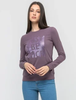 Piazza Italia Maglietta manica lunga in tessuto morbido elasticizzato - malva Viola Best Sale