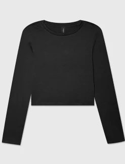 Piazza Italia Maglietta manica lunga in tessuto elastico a costine - Nero Clearance