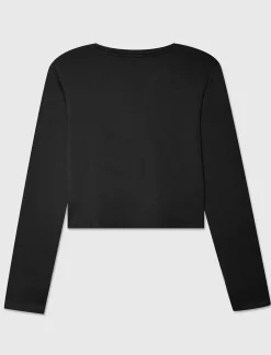 Piazza Italia Maglietta manica lunga in tessuto elastico a costine - Nero Clearance