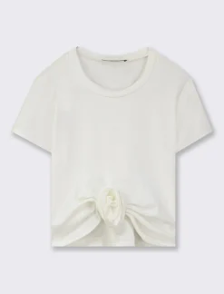 Piazza Italia Maglietta mezza manica con dettaglio fiore - Bianco Cheap