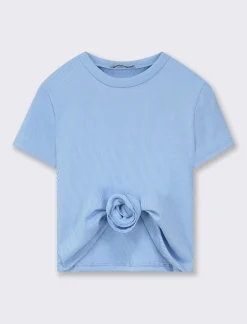 Piazza Italia Maglietta mezza manica con dettaglio fiore - Azzurro Best