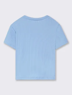 Piazza Italia Maglietta mezza manica con dettaglio fiore - Azzurro Best