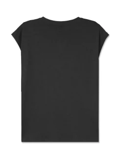 Piazza Italia Maglietta mezza manica in tessuto slub di cotone scollo a V - Nero Discount