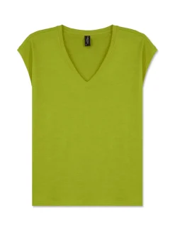 Piazza Italia Maglietta mezza manica in tessuto slub di cotone scollo a V - pistacchio Verde Clearance