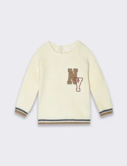 Piazza Italia Maglioncino con costina rigata e ricamo - Beige Fashion