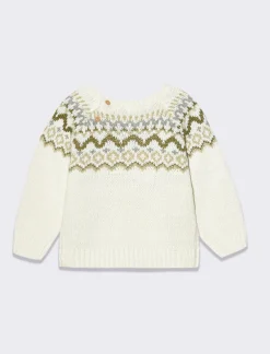 Piazza Italia Maglioncino con intarsio frontale e abbottonatura posteriore - panna Bianco Sale