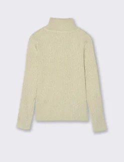 Piazza Italia Maglioncino da bambina con filo metallizzato e bottoni mezza perla - Beige Hot